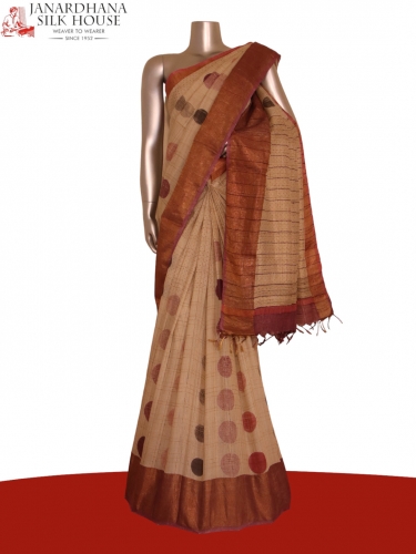 Pure Checks Tissue Zari Tussar Silk Saree